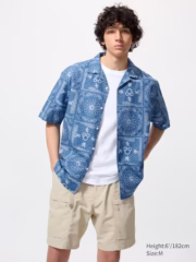 Disney in Blue Cotton Linen Shirt